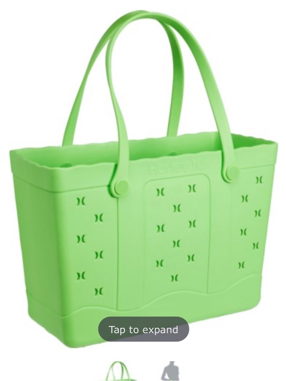 NWT- Hurley Bright Lime Tote Bag - Neon Green Silicone Carryall